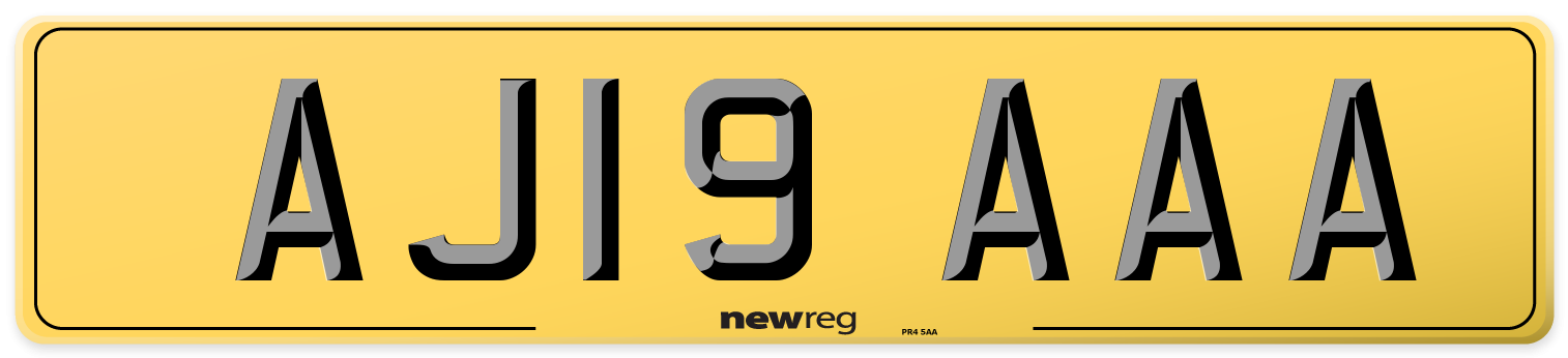 AJ19 AAA Rear Number Plate