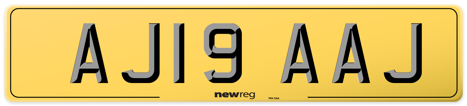 AJ19 AAJ Rear Number Plate
