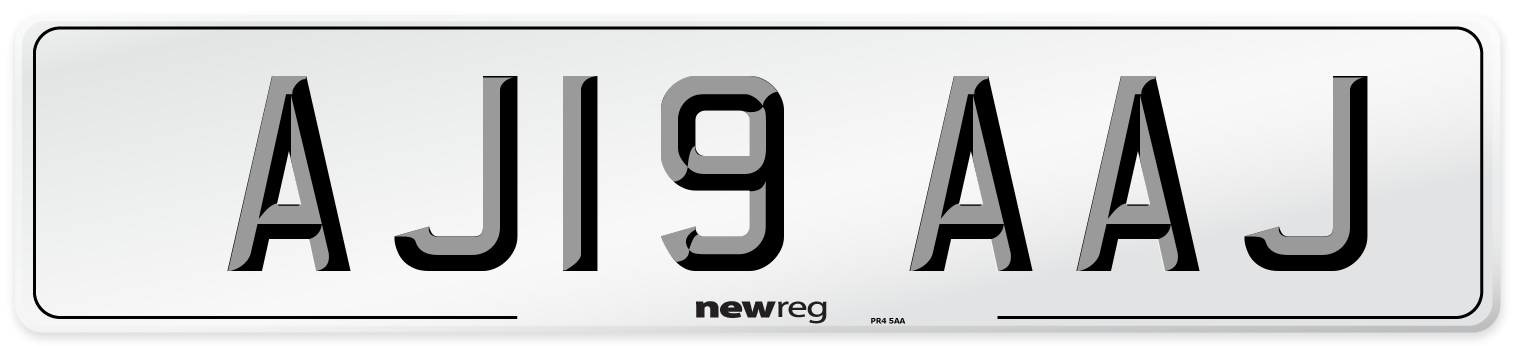 AJ19 AAJ Front Number Plate