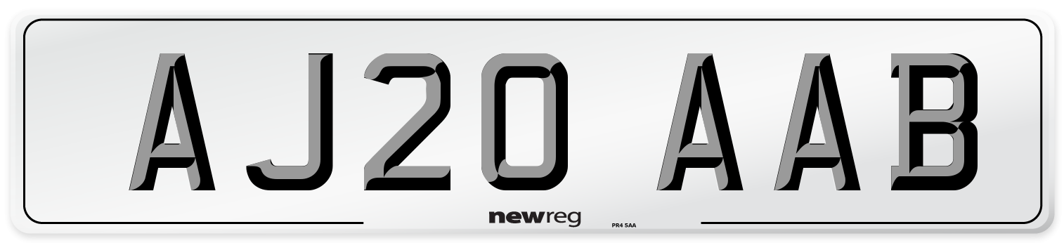 AJ20 AAB Front Number Plate