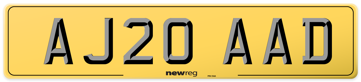 AJ20 AAD Rear Number Plate