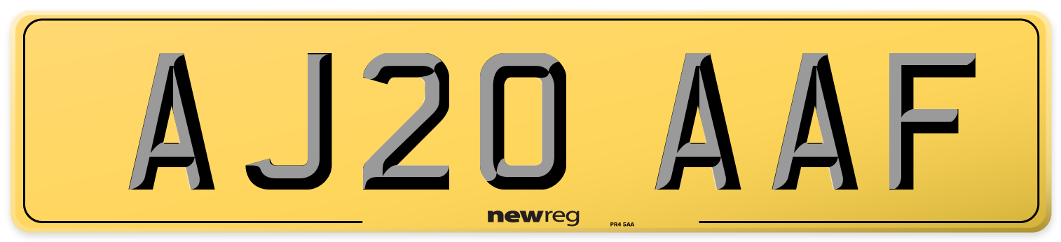 AJ20 AAF Rear Number Plate
