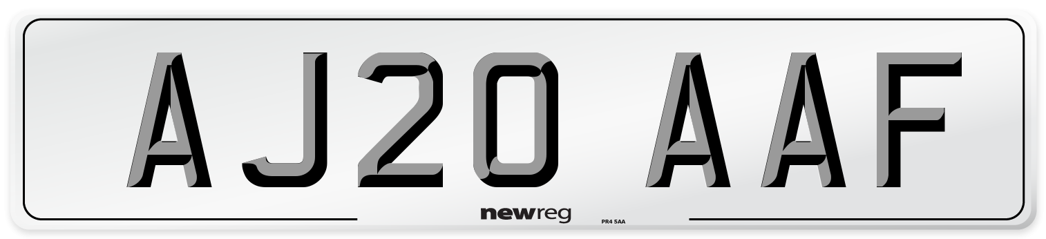 AJ20 AAF Front Number Plate