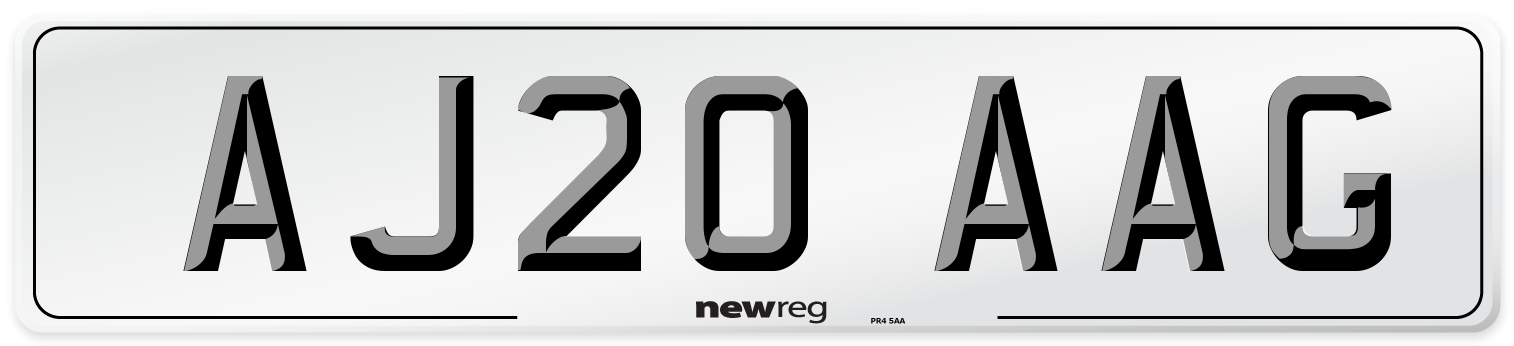 AJ20 AAG Front Number Plate