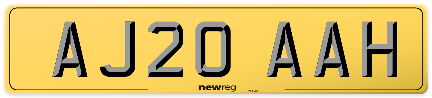 AJ20 AAH Rear Number Plate
