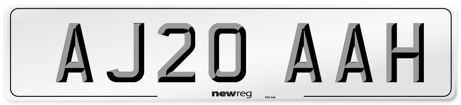 AJ20 AAH Front Number Plate