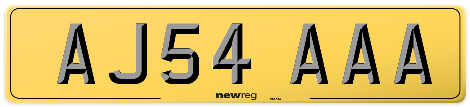 AJ54 AAA Rear Number Plate