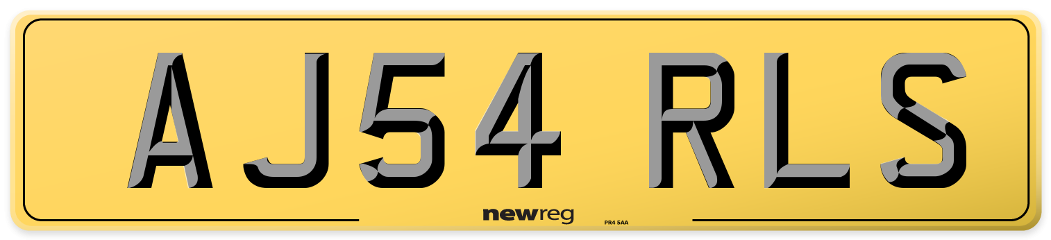 AJ54 RLS Rear Number Plate
