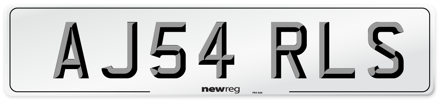AJ54 RLS Front Number Plate