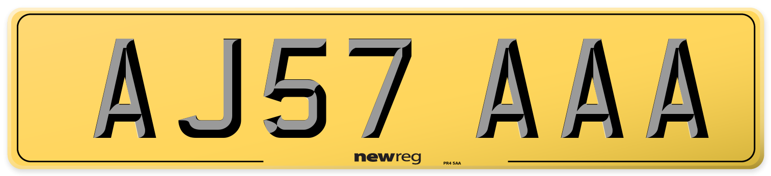 AJ57 AAA Rear Number Plate