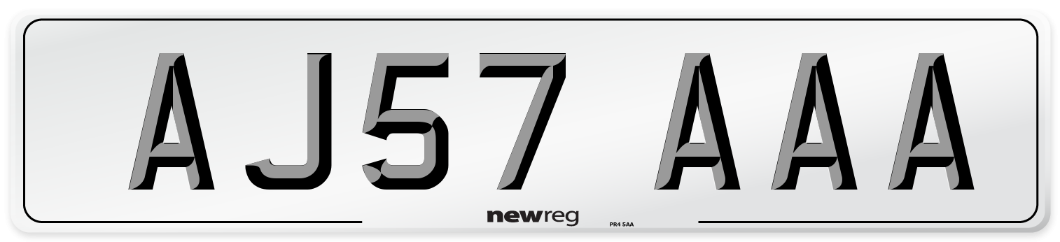 AJ57 AAA Front Number Plate