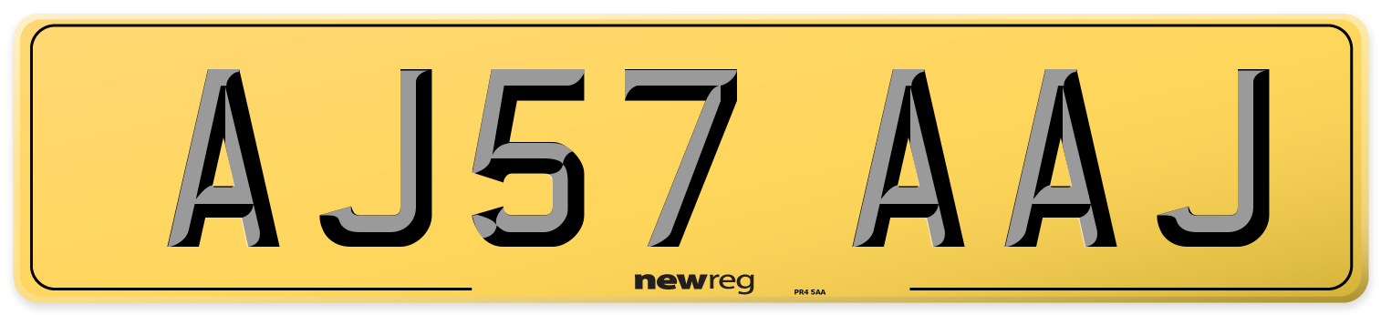 AJ57 AAJ Rear Number Plate