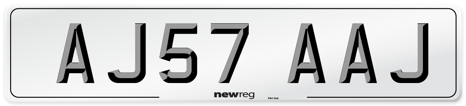 AJ57 AAJ Front Number Plate