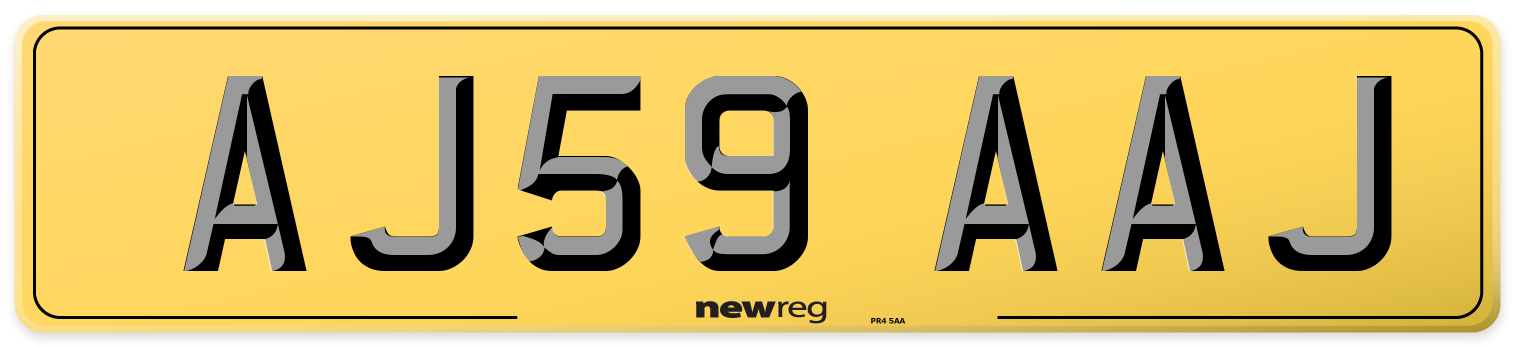 AJ59 AAJ Rear Number Plate