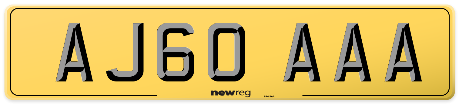 AJ60 AAA Rear Number Plate