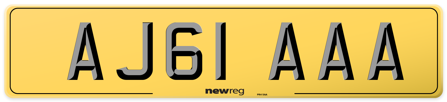AJ61 AAA Rear Number Plate