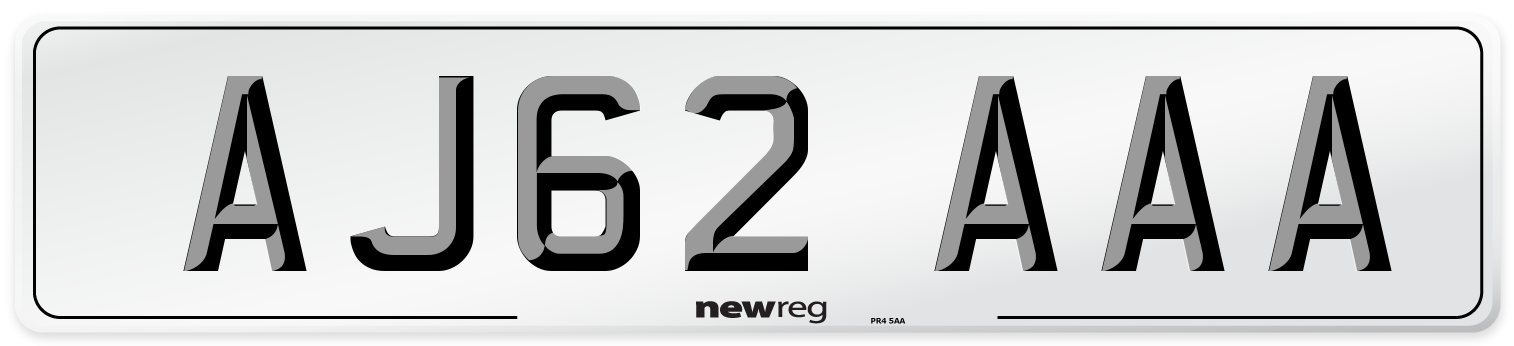 AJ62 AAA Front Number Plate
