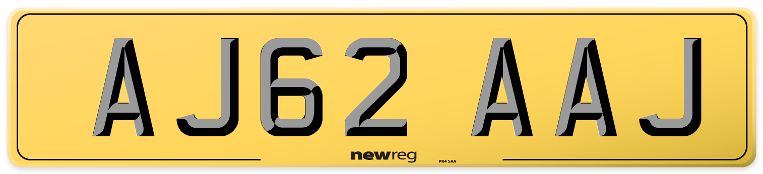 AJ62 AAJ Rear Number Plate