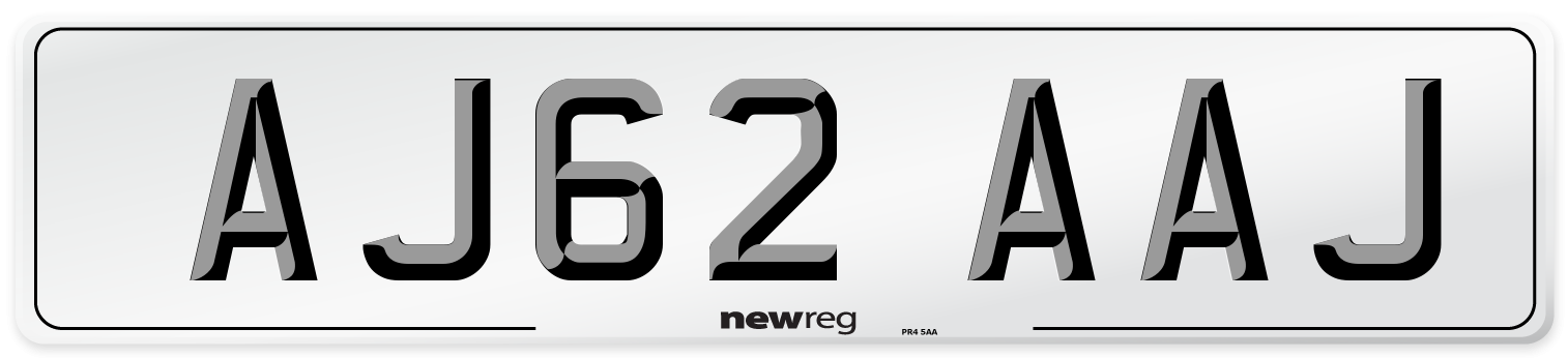 AJ62 AAJ Front Number Plate