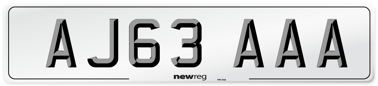 AJ63 AAA Front Number Plate