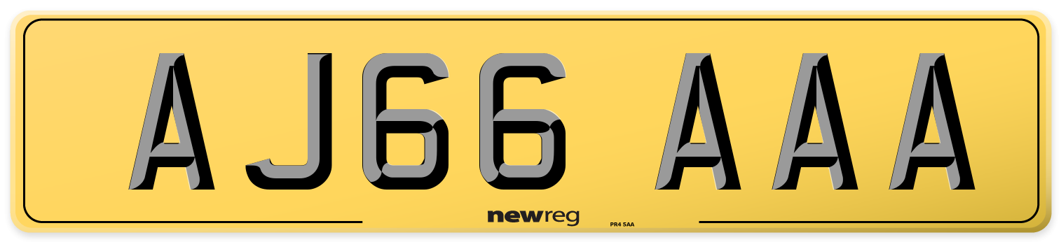 AJ66 AAA Rear Number Plate