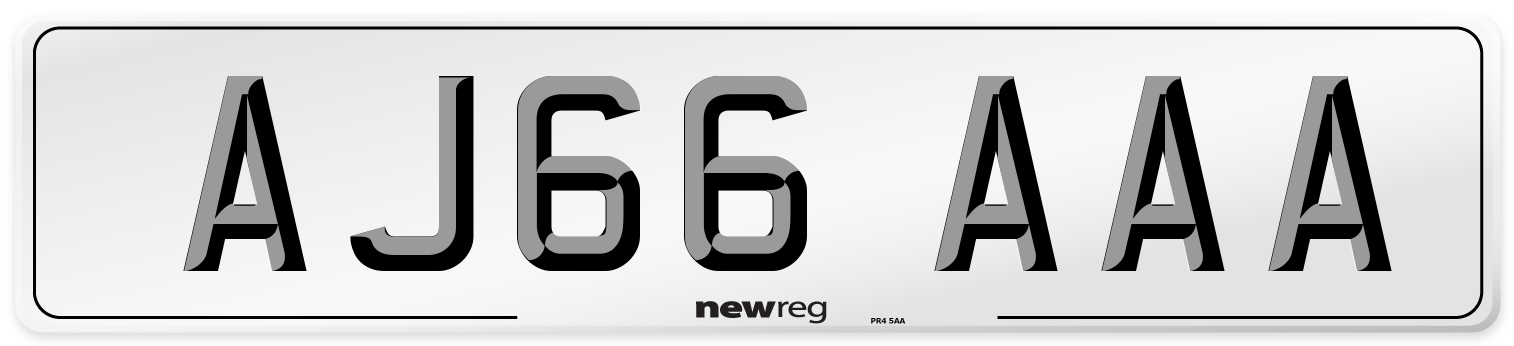 AJ66 AAA Front Number Plate