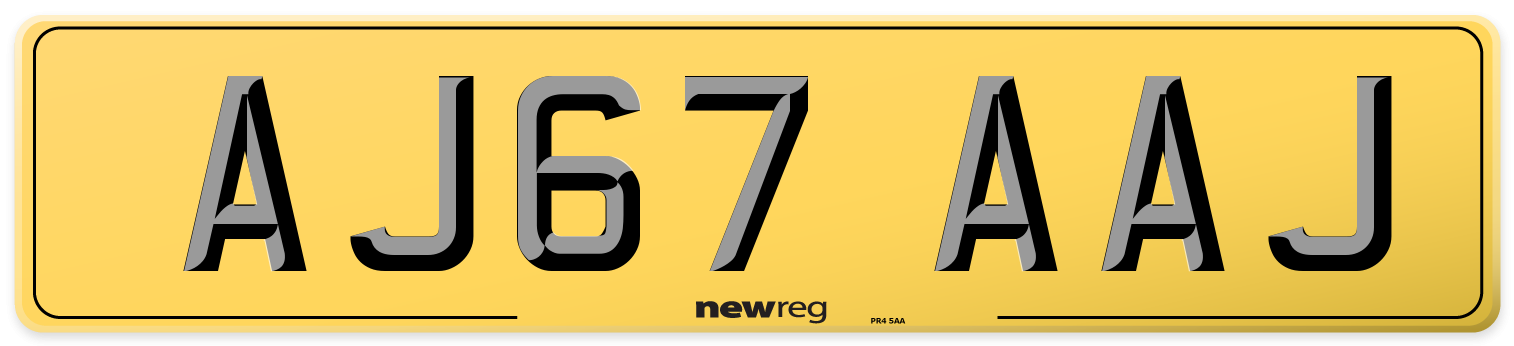 AJ67 AAJ Rear Number Plate