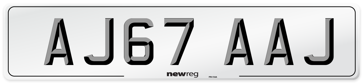 AJ67 AAJ Front Number Plate