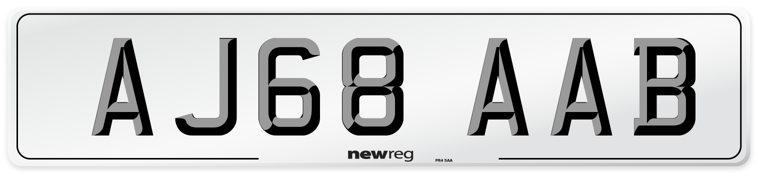AJ68 AAB Front Number Plate