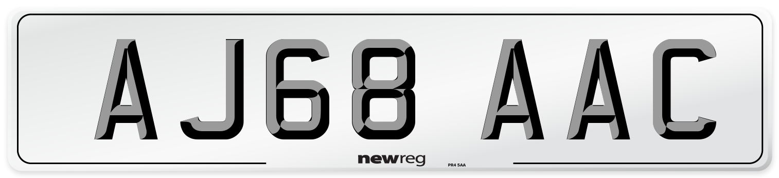 AJ68 AAC Front Number Plate