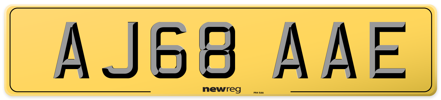 AJ68 AAE Rear Number Plate