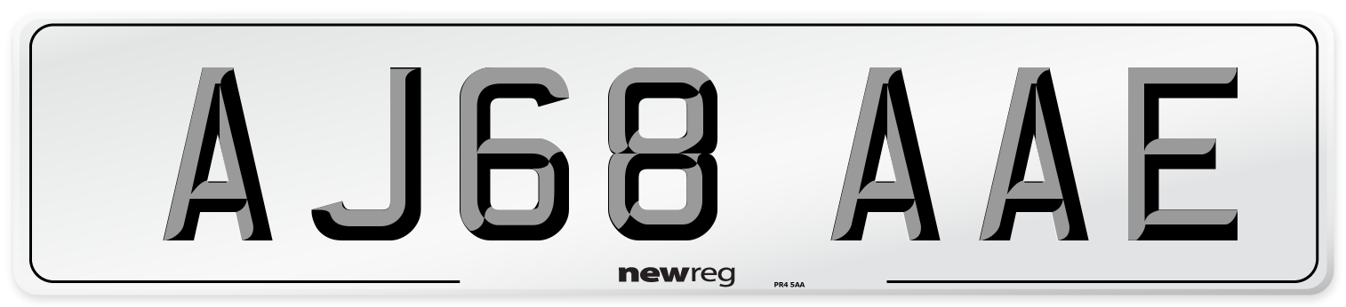 AJ68 AAE Front Number Plate