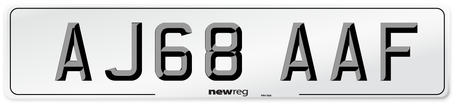 AJ68 AAF Front Number Plate