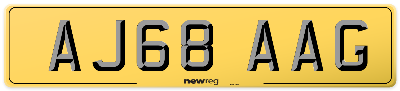 AJ68 AAG Rear Number Plate
