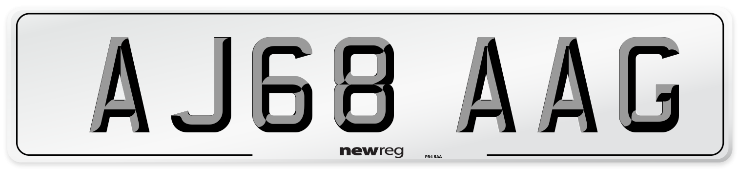 AJ68 AAG Front Number Plate