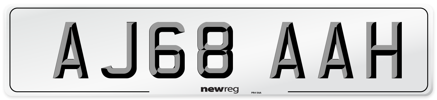 AJ68 AAH Front Number Plate