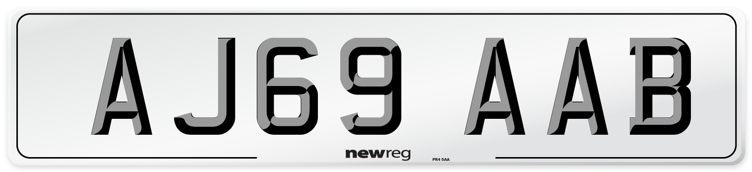 AJ69 AAB Front Number Plate