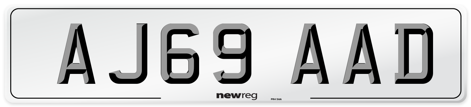 AJ69 AAD Front Number Plate