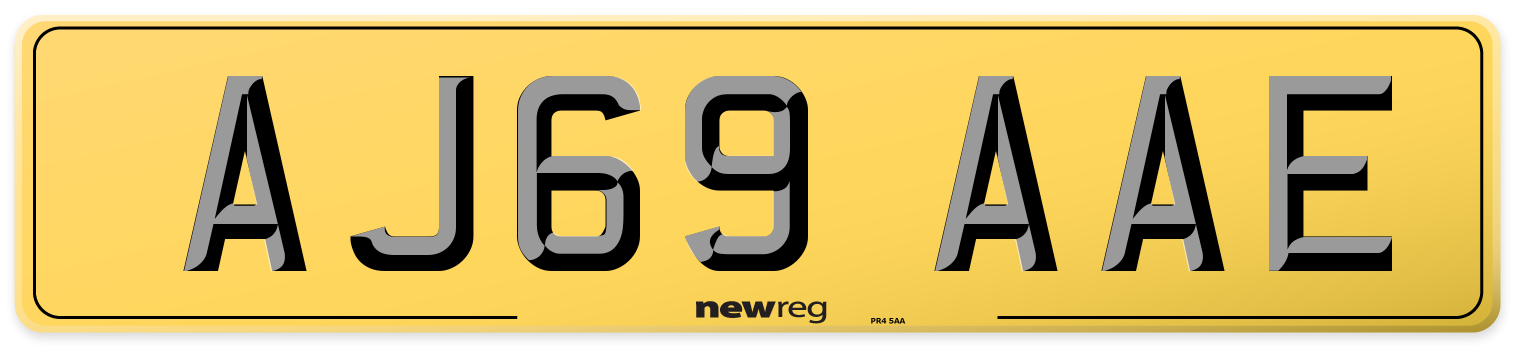 AJ69 AAE Rear Number Plate