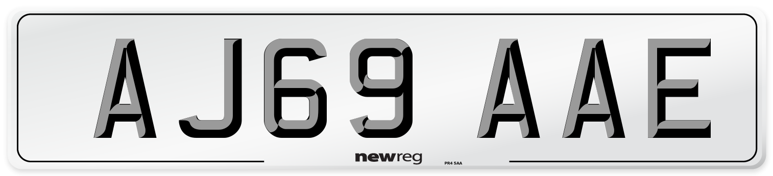 AJ69 AAE Front Number Plate