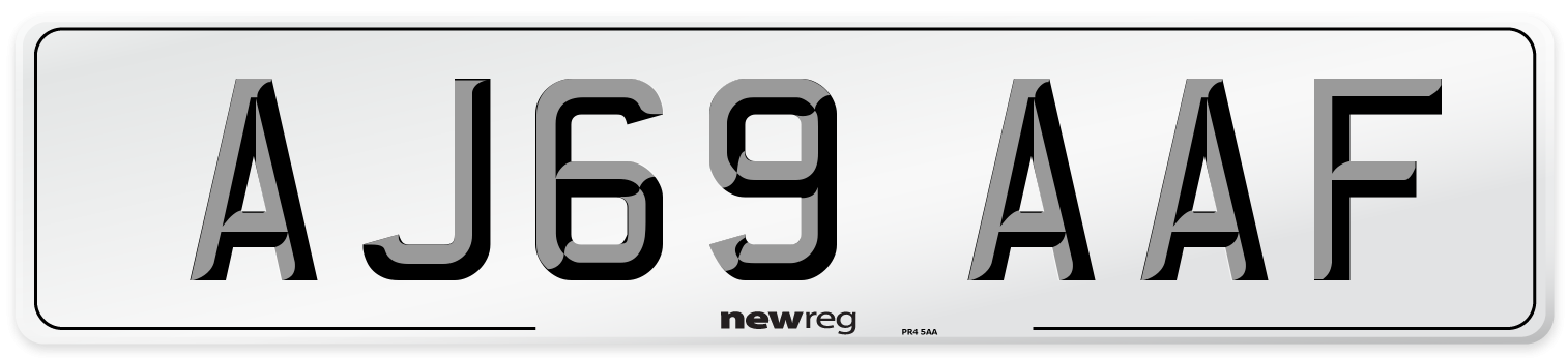 AJ69 AAF Front Number Plate