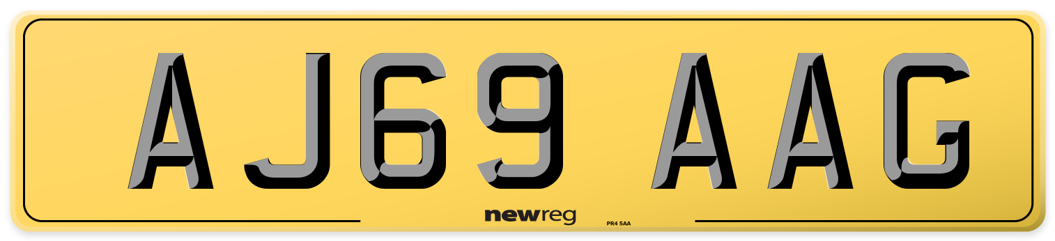 AJ69 AAG Rear Number Plate