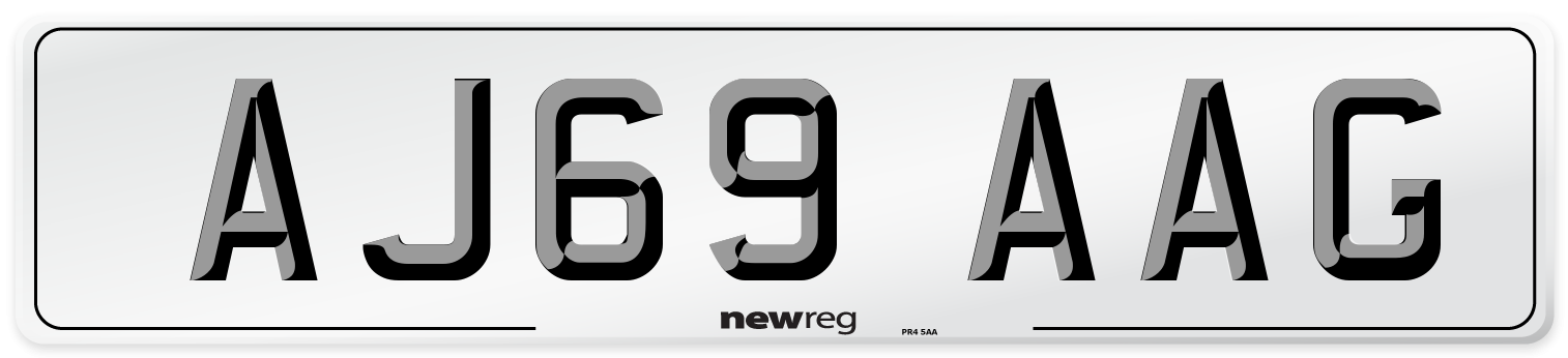AJ69 AAG Front Number Plate