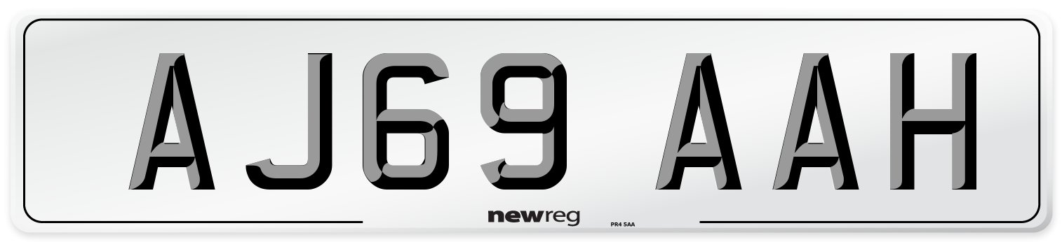 AJ69 AAH Front Number Plate