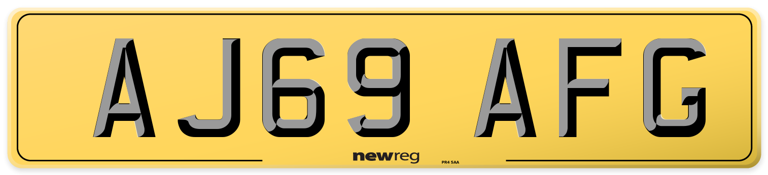 AJ69 AFG Rear Number Plate