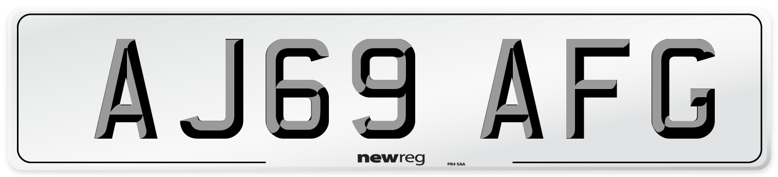 AJ69 AFG Front Number Plate