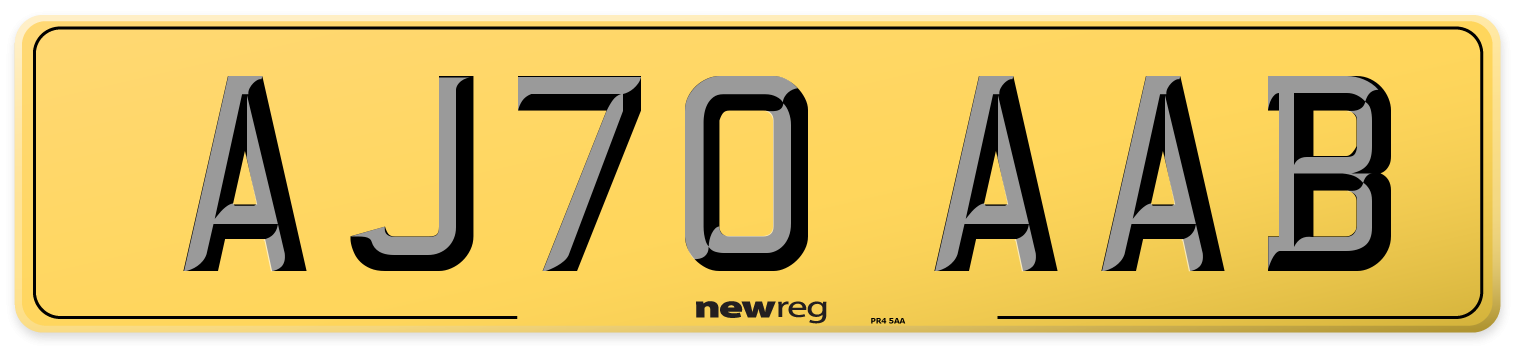 AJ70 AAB Rear Number Plate