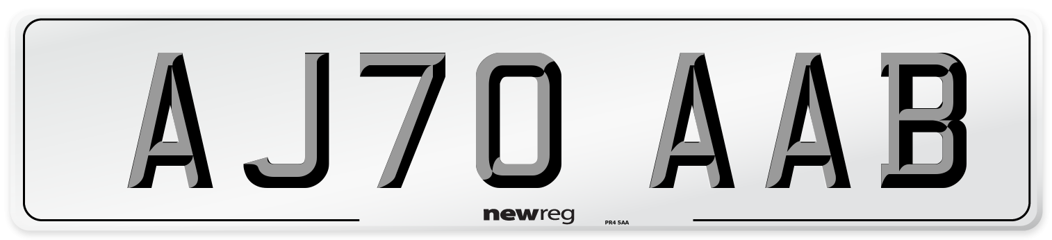 AJ70 AAB Front Number Plate