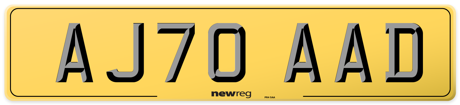 AJ70 AAD Rear Number Plate