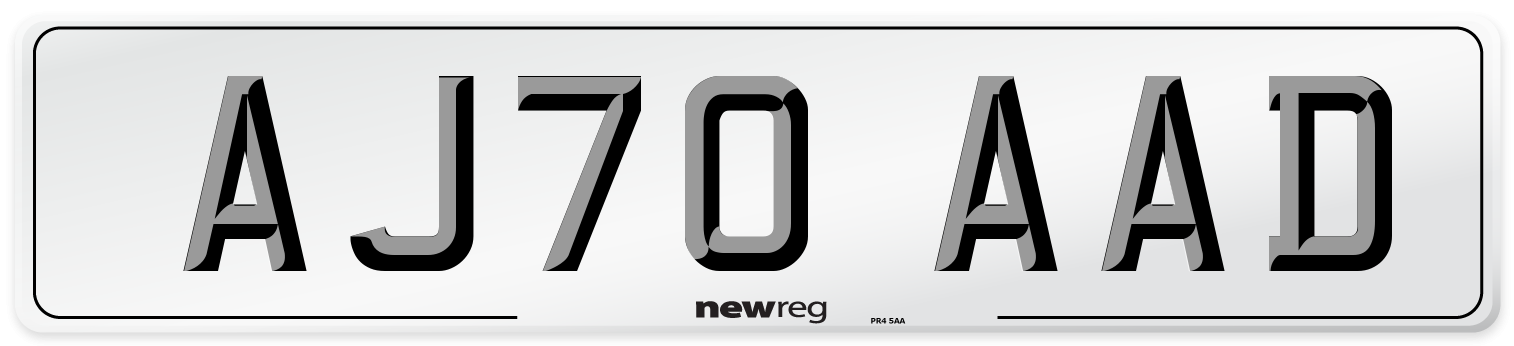 AJ70 AAD Front Number Plate